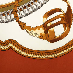 エルメス カレ90 REPRISE 乗馬風景 スカーフ ブラウン マルチカラー シルク レディース HERMES 【中古】