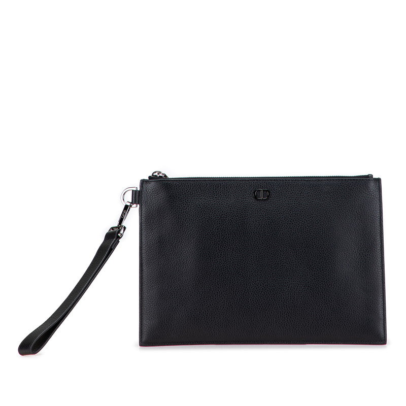 ディオール ロゴ クラッチバッグ ブラック レザー レディース Dior 【中古】