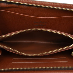 ルイ ヴィトン モノグラム ポルトモネジップ ラウンドファスナー 長財布 M61727 ブラウン PVC レザー レディース LOUIS VUITTON 中古
