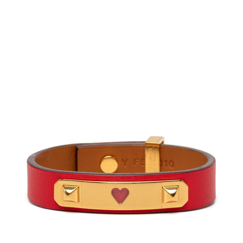 エルメス アス ドゥ クール ブレスレット T1 レッド ゴールド金具 スイフト メッキ レディース HERMES 【中古】