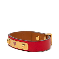 エルメス アス ドゥ クール ブレスレット T1 レッド ゴールド金具 スイフト メッキ レディース HERMES 【中古】