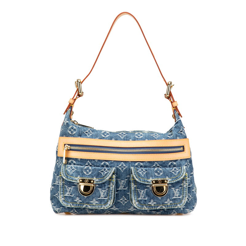 ルイ ヴィトン モノグラム デニム バギーPM ショルダーバッグ M95049 ブルー デニム レザー レディース LOUIS VUITTON 【中古】