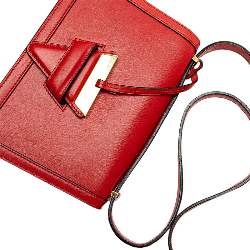 ロエベ バルセロナ 斜め掛け ショルダーバッグ レッド レザー レディース LOEWE 【中古】