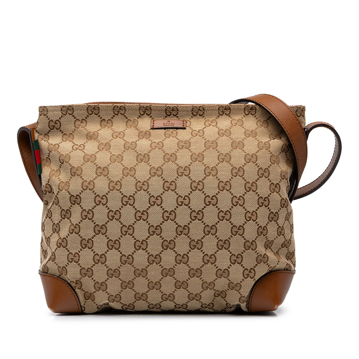 グッチ GGキャンバス ショルダーバッグ 337598 ベージュ キャンバス レザー レディース GUCCI 中古