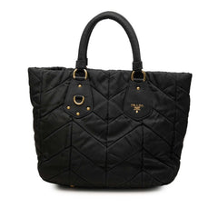 プラダ キルティング トートバッグ BN1593 ブラック ゴールド ナイロン レディース PRADA 中古