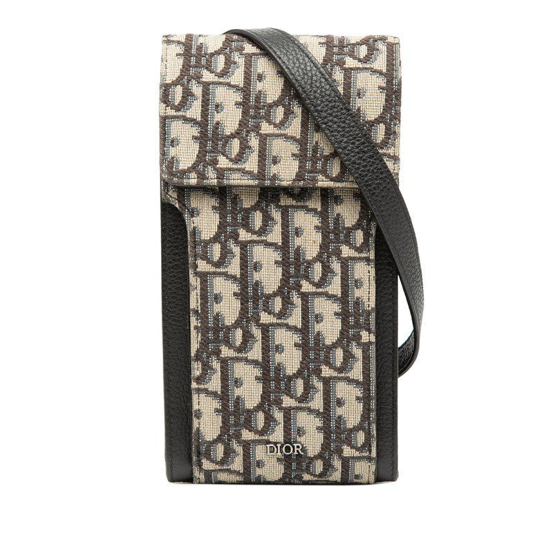 ディオール オブリーク ショルダーバッグ ポシェット ベージュ ネイビー ブラック キャンバス レザー レディース Dior 【中古】