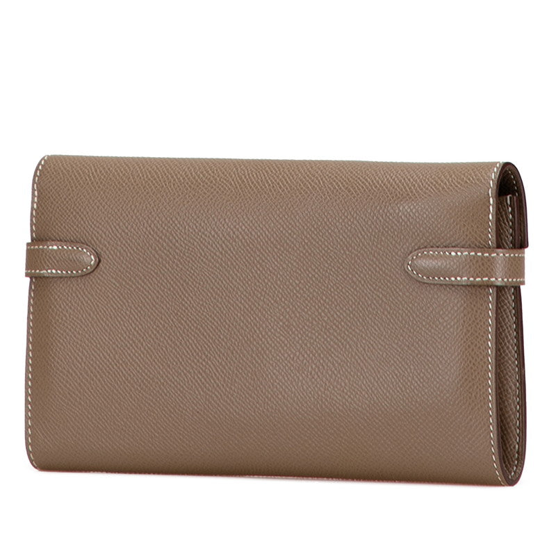 エルメス ケリーウォレット 長財布 エトゥープ グレージュ ヴォーエプソン レディース HERMES 【中古】