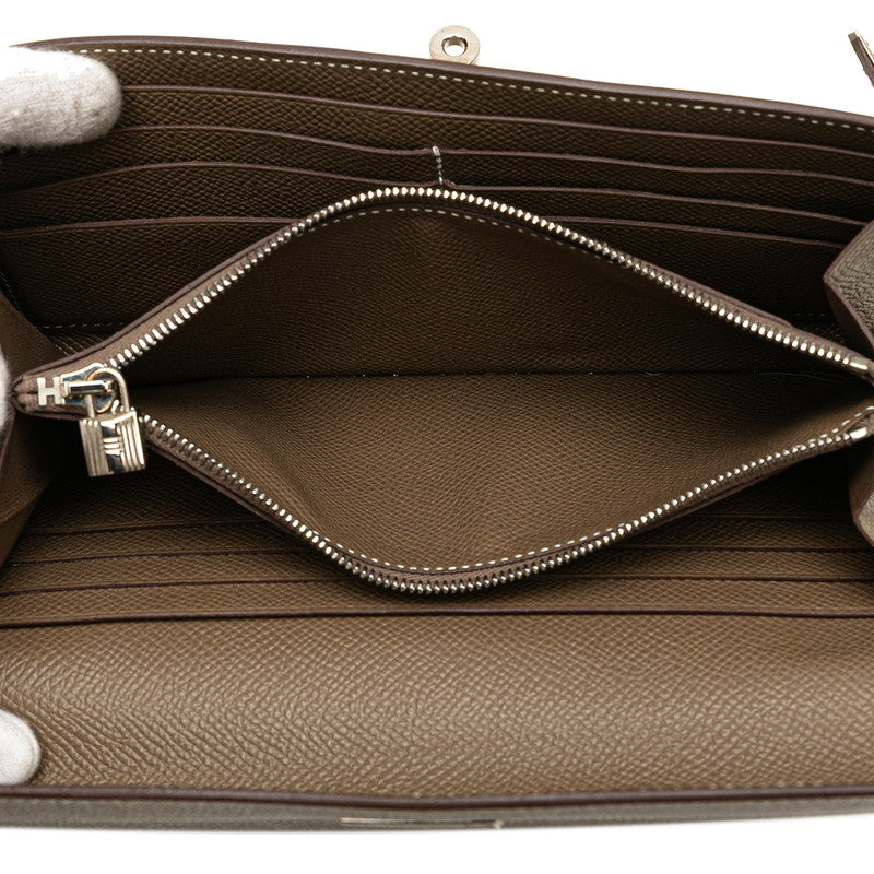 エルメス ケリーウォレット 長財布 エトゥープ グレージュ ヴォーエプソン レディース HERMES 【中古】