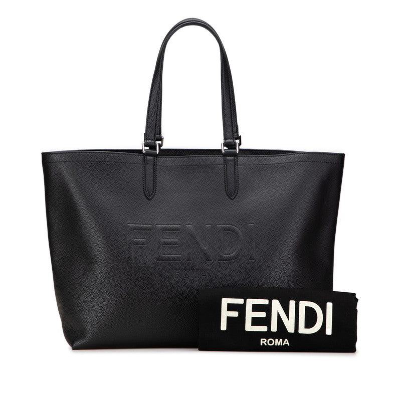 フェンディ ロゴ トートバッグ 7VA610 ブラック レザー レディース FENDI 【中古】