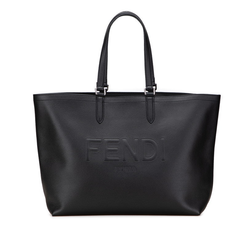 フェンディ ロゴ トートバッグ 7VA610 ブラック レザー レディース FENDI 【中古】