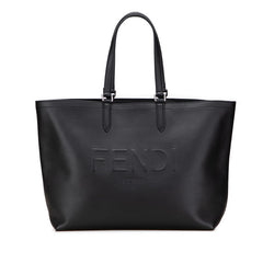 フェンディ ロゴ トートバッグ 7VA610 ブラック レザー レディース FENDI 【中古】