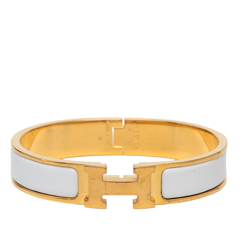 エルメス クリックH PM ブレスレット バングル ゴールド ホワイト メッキ レディース HERMES 【中古】