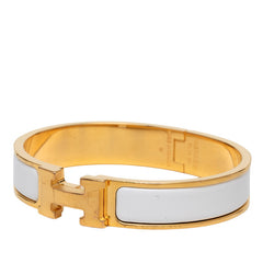 エルメス クリックH PM ブレスレット バングル ゴールド ホワイト メッキ レディース HERMES 【中古】