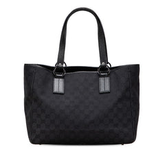 グッチ GGキャンバス トートバッグ ハンドバッグ ブラック キャンバス レザー レディース GUCCI 【中古】