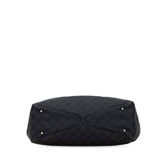 グッチ GGキャンバス トートバッグ ハンドバッグ ブラック キャンバス レザー レディース GUCCI 【中古】