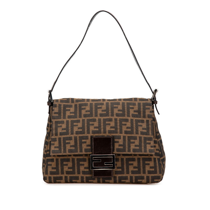 フェンディ ズッカ マンマバケット ワンショルダーバッグ ハンドバッグ 26325 ブラウン キャンバス レザー レディース FENDI 【中古】