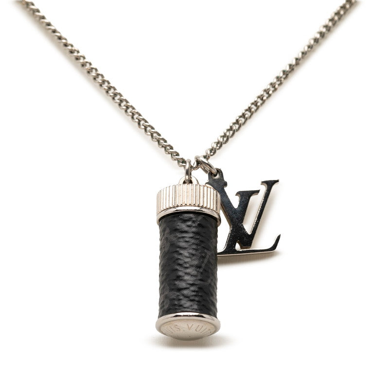ルイ ヴィトン モノグラム エクリプス コリエチャームズ ネックレス M63641 ブラック シルバー メタル PVC メンズ LOUIS VUITTON 【中古】