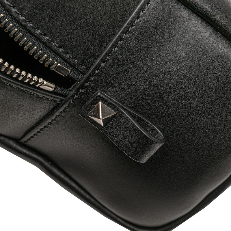 ヴァレンティノ VLTNロゴ ポーチ ブラック レザー レディース VALENTINO 【中古】
