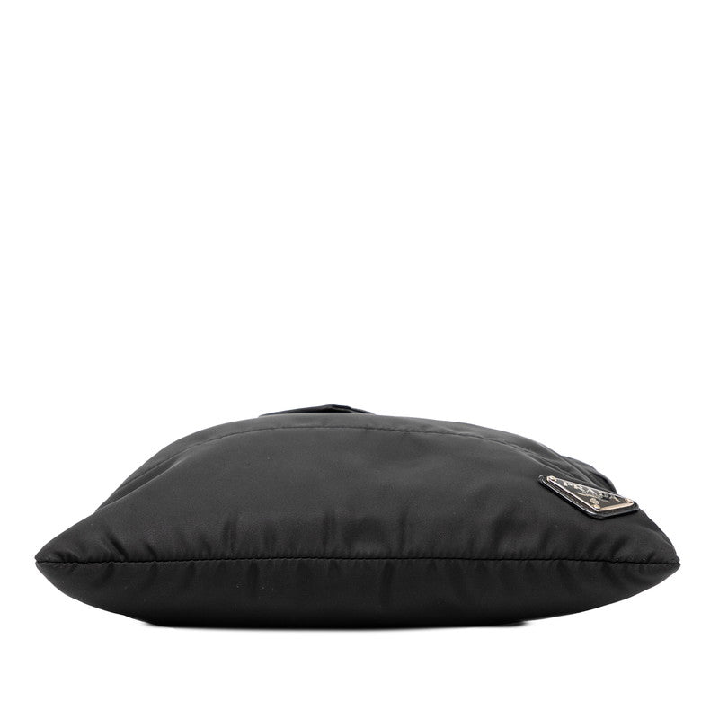 プラダ 三角ロゴプレート ショルダーバッグ ブラック ナイロン レディース PRADA 【中古】