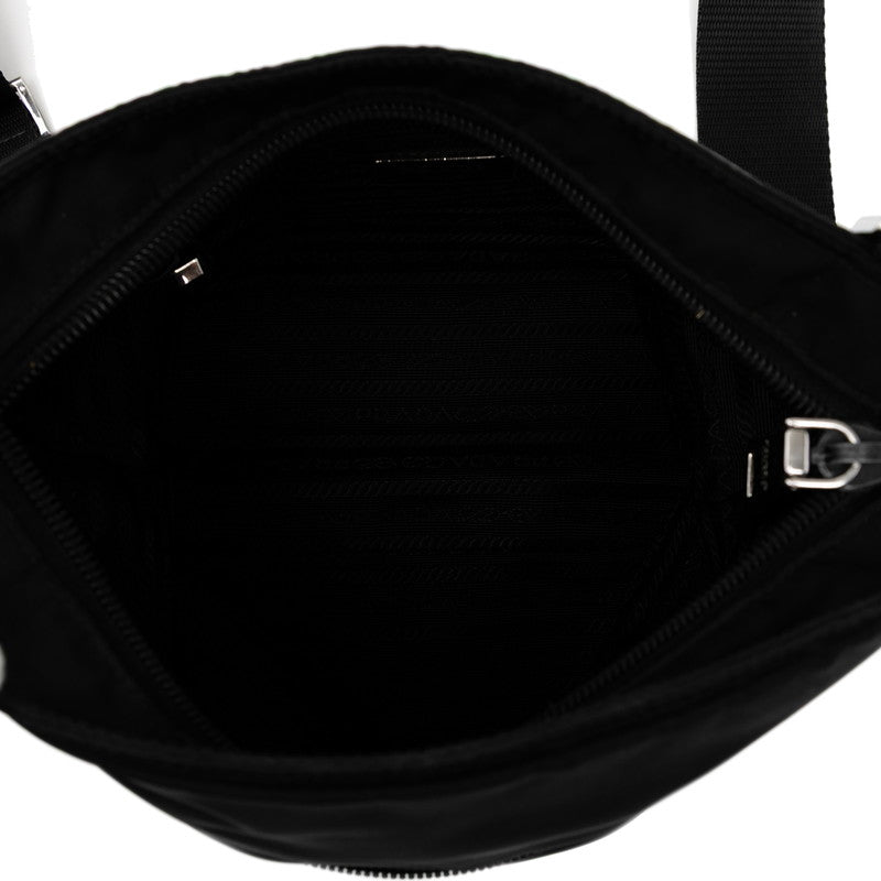 プラダ 三角ロゴプレート ショルダーバッグ ブラック ナイロン レディース PRADA 【中古】