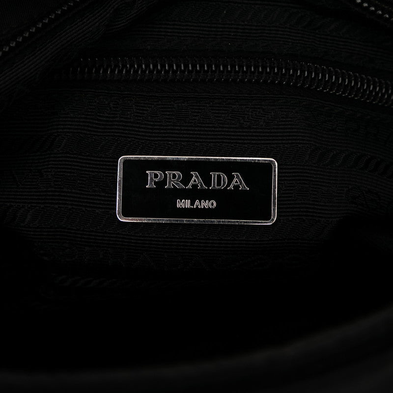 プラダ 三角ロゴプレート ショルダーバッグ ブラック ナイロン レディース PRADA 【中古】