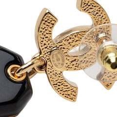 シャネル ココマーク No.5 マトラッセバッグ スタッドピアス スイング ゴールド ブラック メッキ レジン レディース CHANEL 【中古】