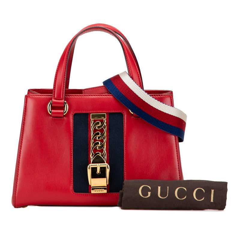 グッチ シルヴィ ショルダーバッグ ハンドバッグ 2WAY 460381 レッド レザー レディース GUCCI 【中古】