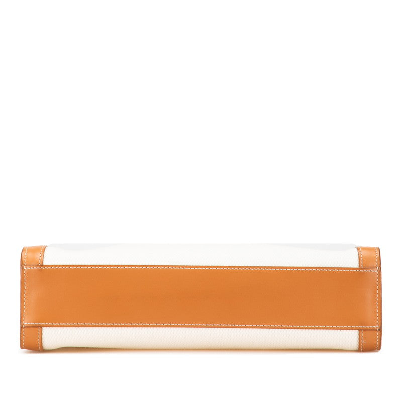 セリーヌ バーティカル カバ スモール トートバッグ ショルダーバッグ 2WAY ナチュラル タン キャンバス レザー レディース CELINE 【中古】