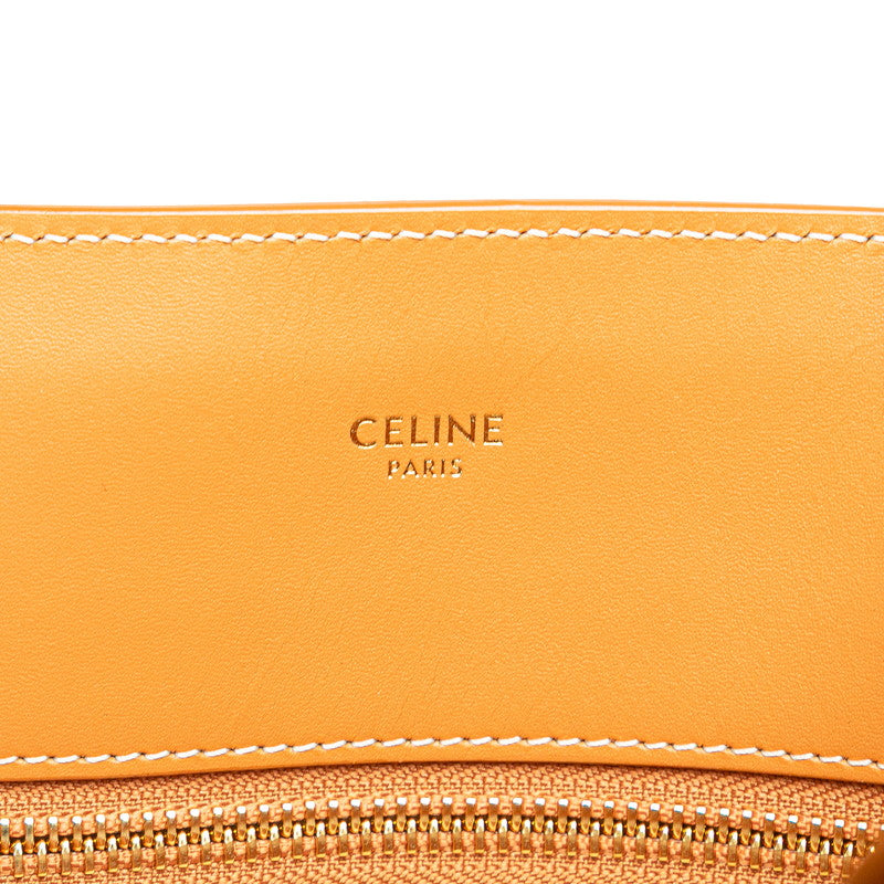 セリーヌ バーティカル カバ スモール トートバッグ ショルダーバッグ 2WAY ナチュラル タン キャンバス レザー レディース CELINE 【中古】