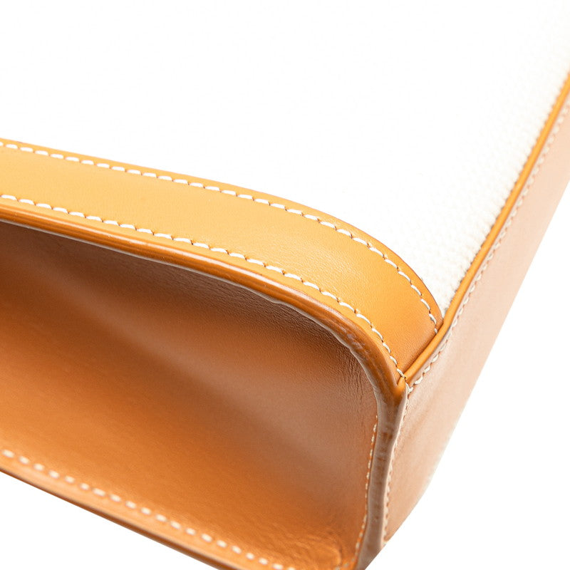セリーヌ バーティカル カバ スモール トートバッグ ショルダーバッグ 2WAY ナチュラル タン キャンバス レザー レディース CELINE 【中古】