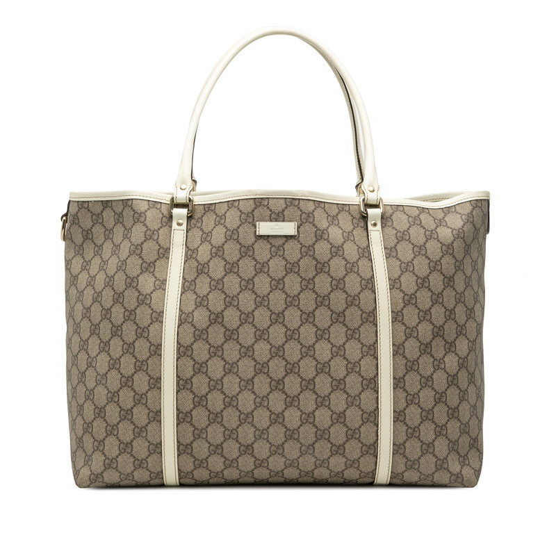 グッチ GGスプリーム トートバッグ 197954 ベージュ ホワイト PVC レザー レディース GUCCI 【中古】