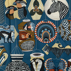 エルメス カレ90 LANTERNES BALLONS & COCARDES ランタン 風船 帽章 スカーフ ネイビー マルチカラー シルク レディース HERMES 【中古】