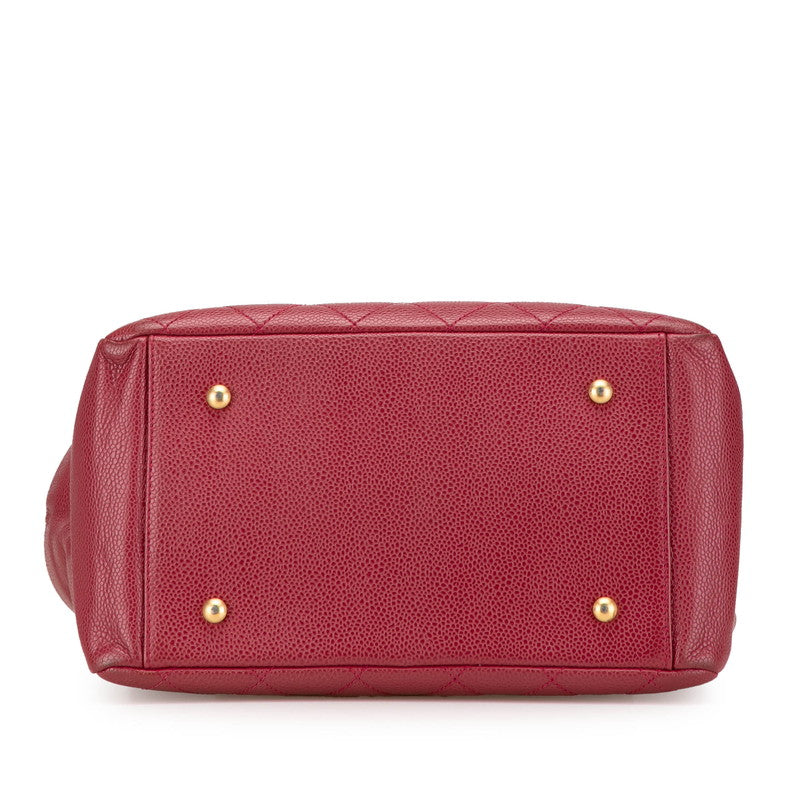 シャネル マトラッセ ココマーク チェーン ショルダーバッグ レッド キャビアスキン レディース CHANEL 【中古】