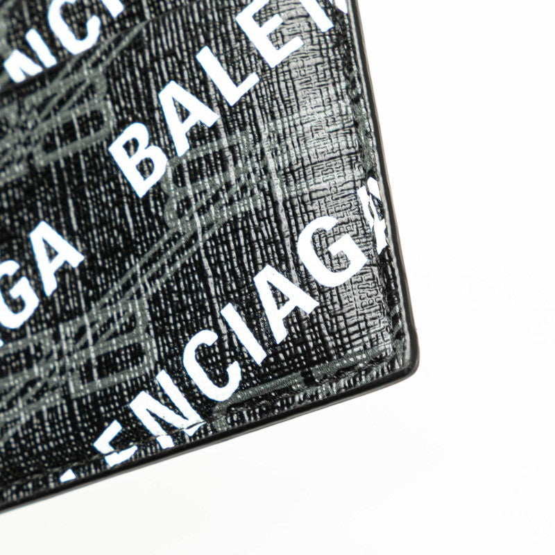 バレンシアガ ロゴ カードケース パスケース 594309 ブラック ホワイト PVC メンズ BALENCIAGA 【中古】