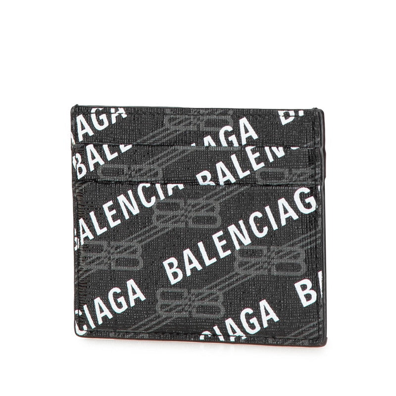 バレンシアガ ロゴ カードケース パスケース 594309 ブラック ホワイト PVC メンズ BALENCIAGA 【中古】
