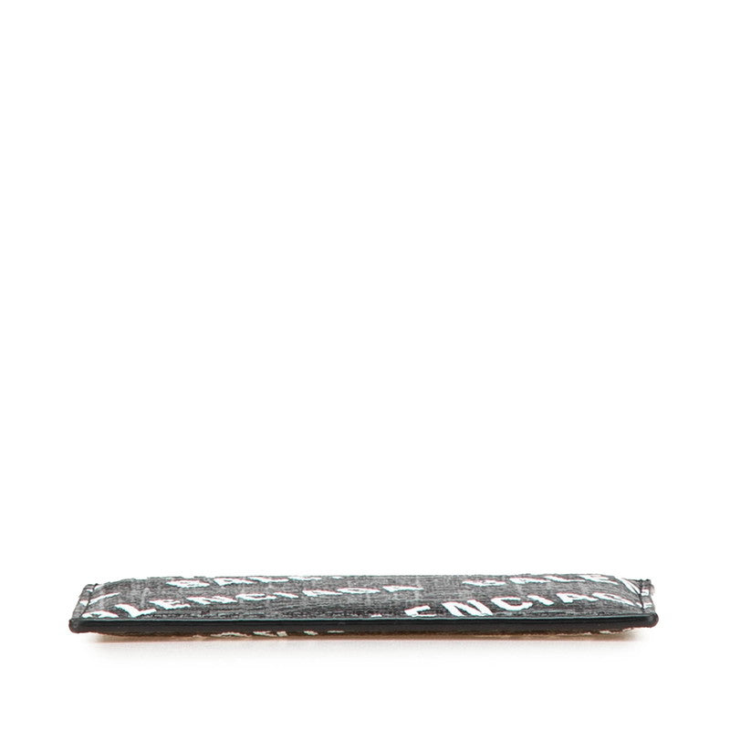 バレンシアガ ロゴ カードケース パスケース 594309 ブラック ホワイト PVC メンズ BALENCIAGA 【中古】