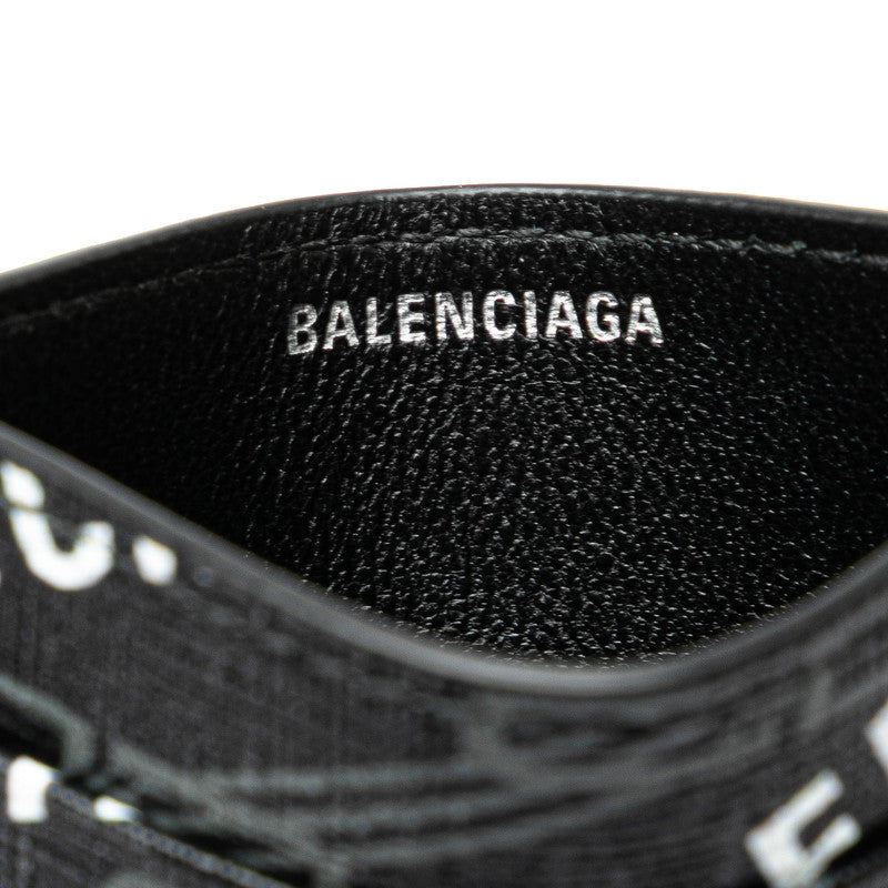 バレンシアガ ロゴ カードケース パスケース 594309 ブラック ホワイト PVC メンズ BALENCIAGA 【中古】