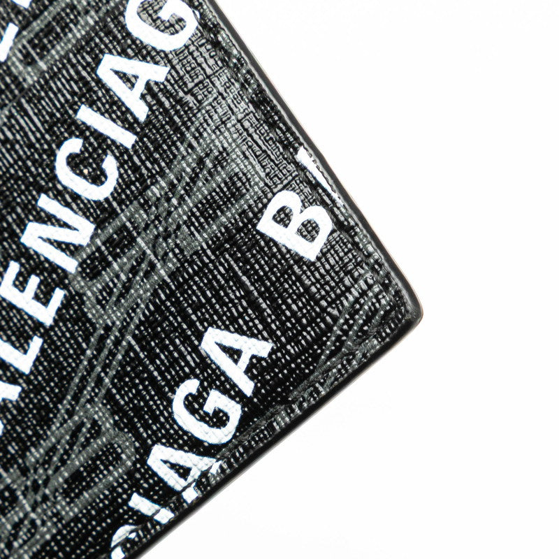 バレンシアガ ロゴ カードケース パスケース 594309 ブラック ホワイト PVC メンズ BALENCIAGA 【中古】