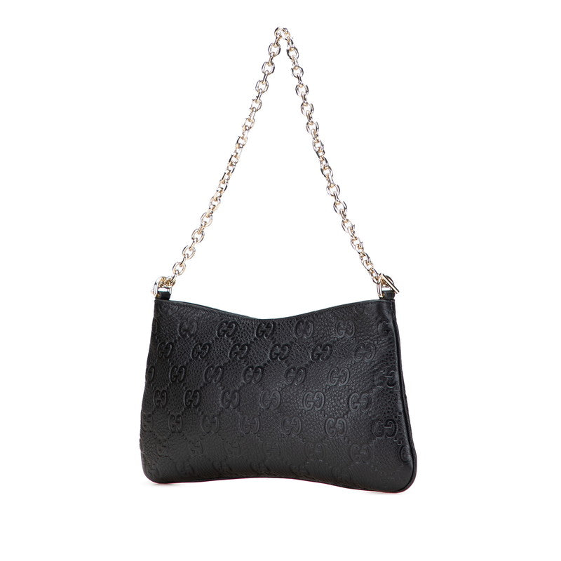 グッチ GGエンブレム ミディアム チェーンハンドバッグ ショルダーバッグ 2WAY 815277 ブラック レザー レディース GUCCI 【中古】