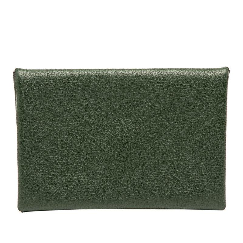 エルメス カルヴィ カードケース グリーン エバーカラー レディース HERMES 【中古】