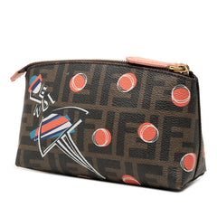 フェンディ ズッカ バレリーナモチーフ ポーチ 8N0114 ブラウン マルチカラー PVC レディース FENDI 【中古】