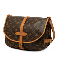 ルイ ヴィトン モノグラム ソミュール30 斜め掛け ショルダーバッグ M42256 ブラウン PVC レザー レディース LOUIS VUITTON 中古