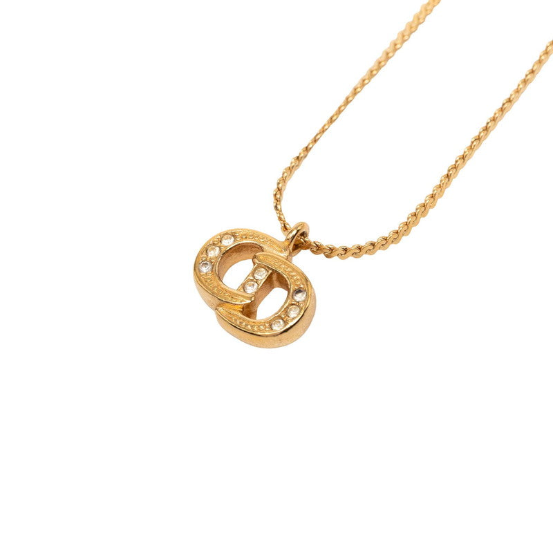 ディオール CDロゴ チェーン ペンダント ネックレス ゴールド メッキ ラインストーン レディース Dior 【中古】