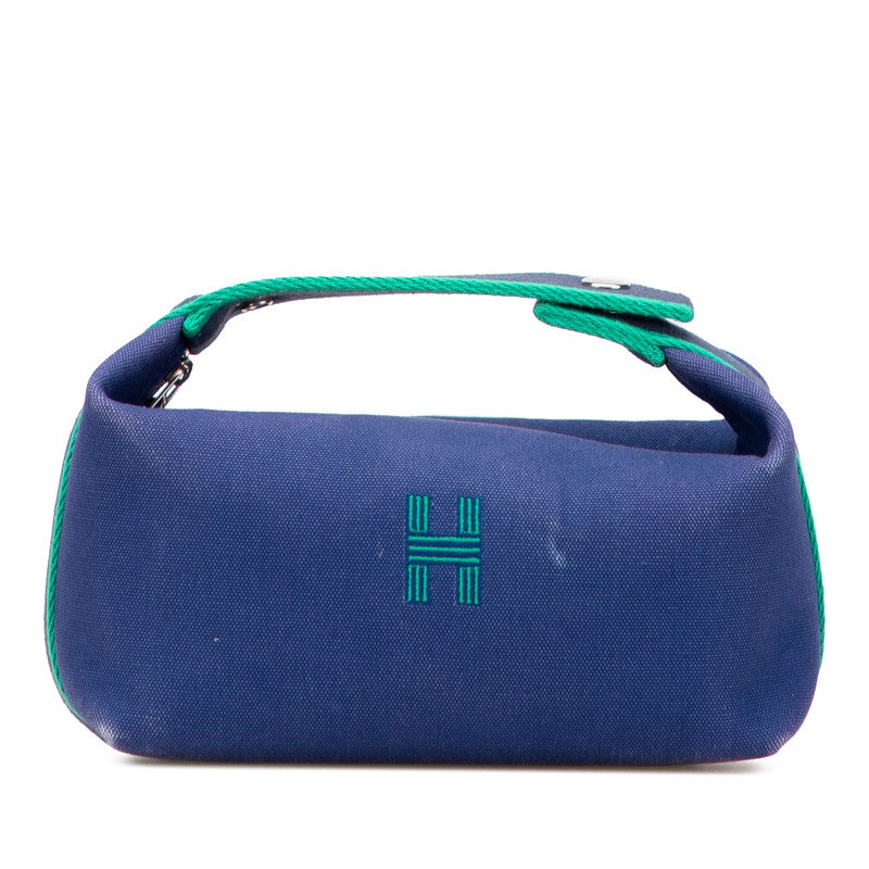 エルメス ブリッド ア ブラックPM ハンドバッグ ポーチ ブルーマリン コットン レディース HERMES 【中古】