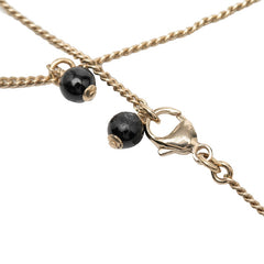 シャネル ココマーク ラインストーン ネックレス ゴールド ブラック メッキ フェイクパール レディース CHANEL 【中古】