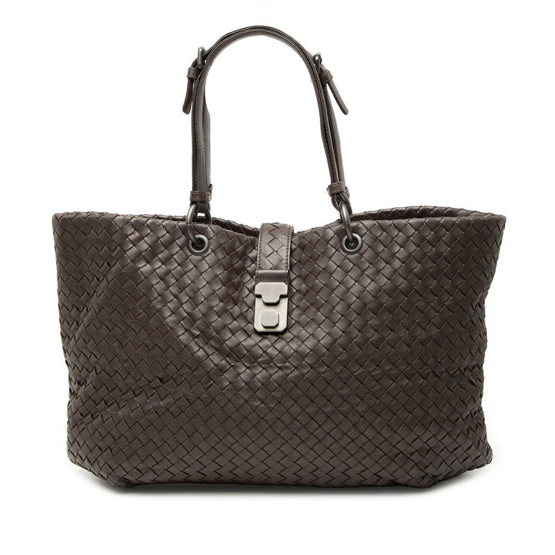 ボッテガヴェネタ イントレチャート トートバッグ ハンドバッグ ブラウン レザー レディース BOTTEGAVENETA 【中古】