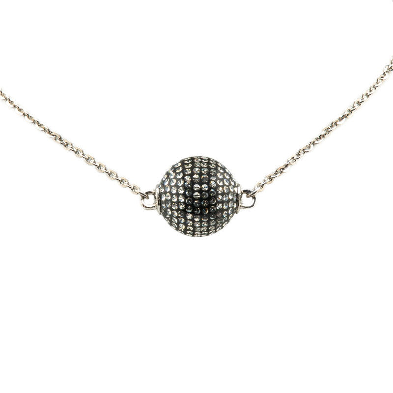 シャネル ココマーク ミラーボール ネックレス シルバー ブラック メタル レディース CHANEL 【中古】