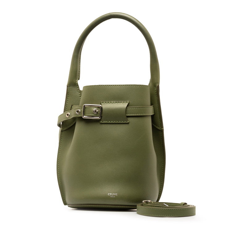セリーヌ ビッグバッグ ナノ バケット ハンドバッグ ショルダーバッグ 2WAY 187243 カーキ グリーン レザー レディース CELINE 中古