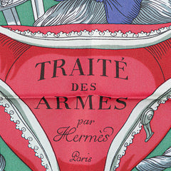 エルメス カレ90 TRAITE DES ARMES フェンシング スカーフ グリーン ピンク マルチカラー シルク レディース HERMES 【中古】