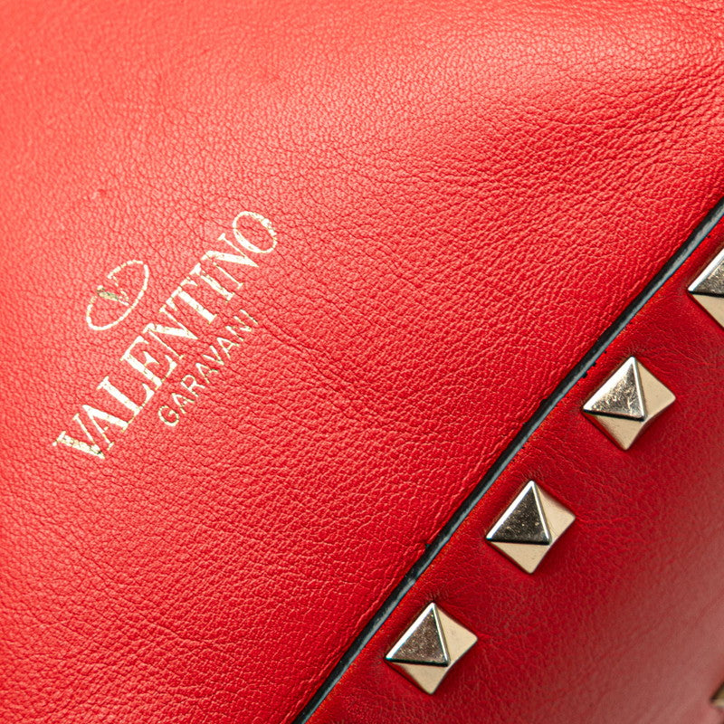 ヴァレンチノ ロックスタッズ リュック バックパック レッド レザー レディース Valentino 【中古】
